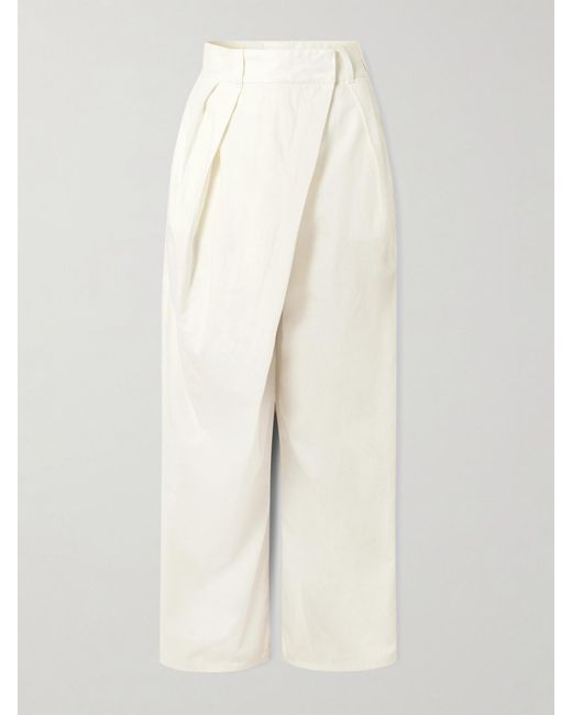 Loewe White Layered Pleated High-Rise Wide-Leg Jeans