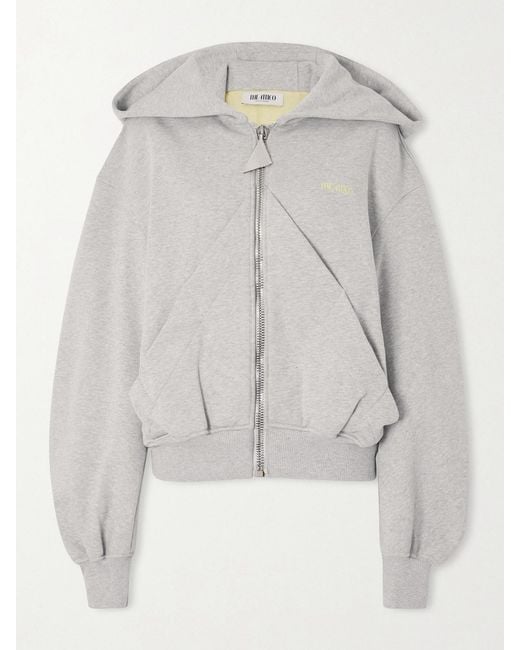 The Attico White Embroidered Cotton-Blend Jersey Zip-Up Hoodie