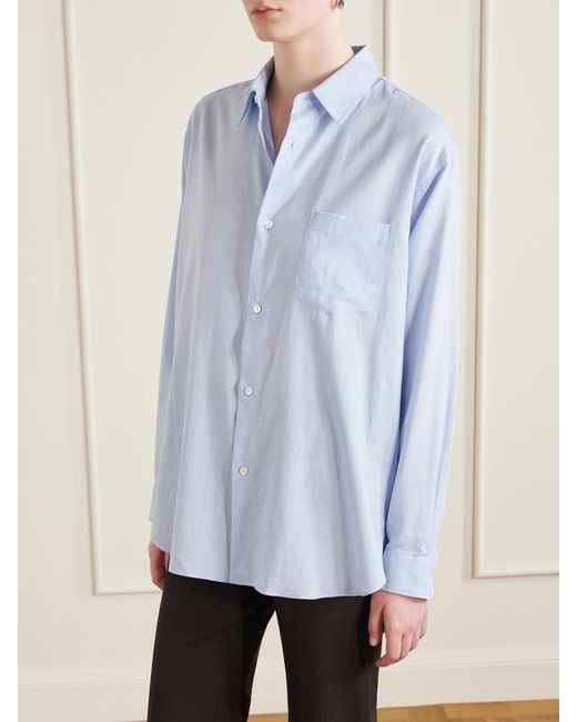 Ssstein Blue Suvin Cotton-Poplin Shirt