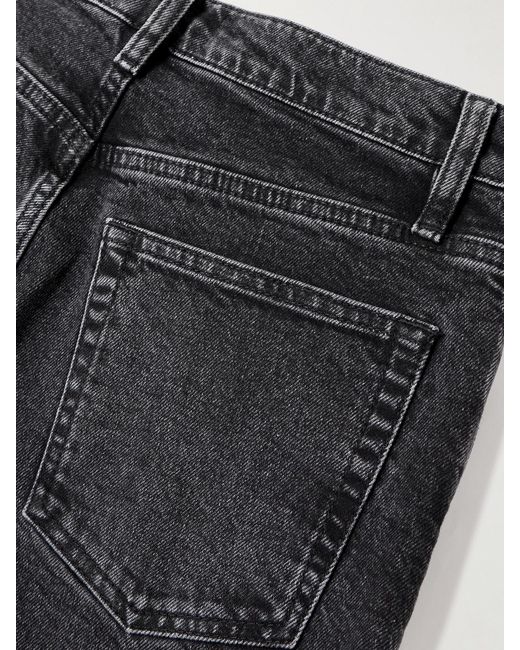 FRAME Gray The Borrowed Mid-Rise Straight-Leg Jeans