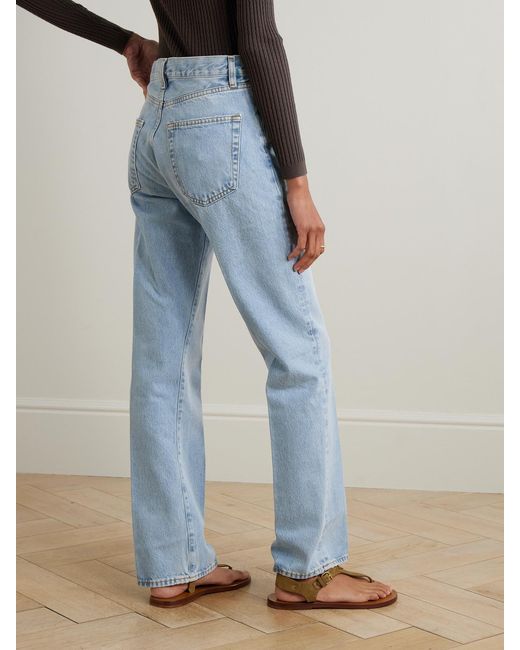 FRAME Blue The Vertical High-Rise Straight-Leg Jeans