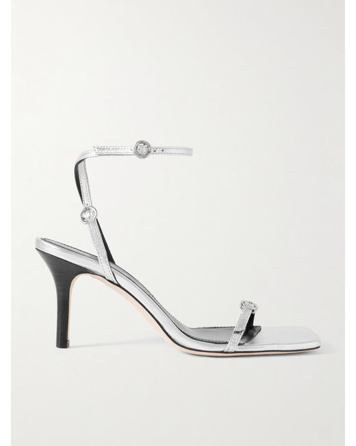Aeyde White Hallie Sandalen Aus Metallic-Leder