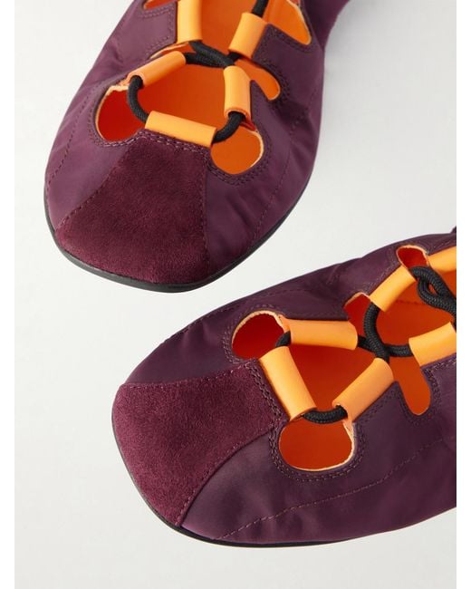 Alaïa Purple Suede-Trimmed Shell Ballet Flats