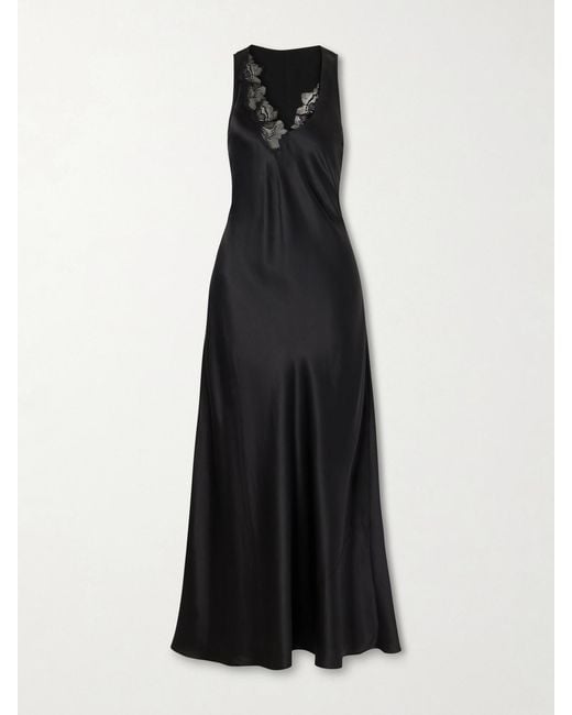 Sir Black Montparnasse Lace-Trimmed Silk-Satin Gown