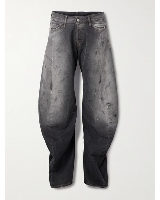 Acne Gray 2006 Paint-Splattered Low-Rise Barrel-Leg Jeans