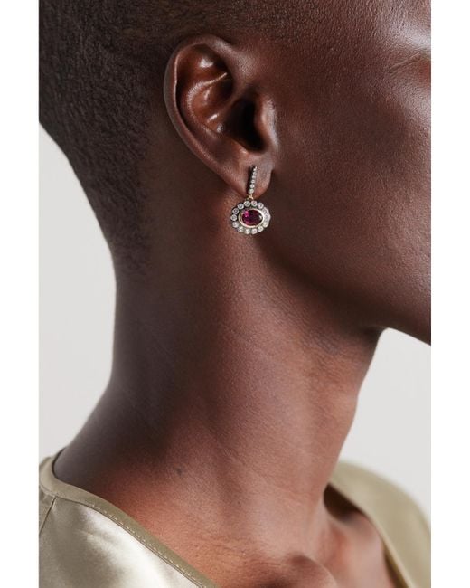 Marlo Laz Natural Lexi 14-Karat, Rhodolite And Diamond Earrings