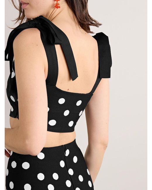 Carolina Herrera Black Cropped Polka-Dot Jacquard-Knit Tank