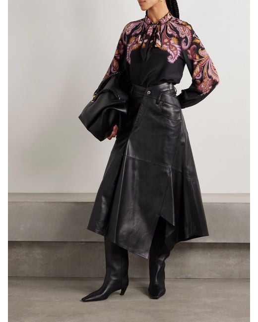 Blouse En Soie À Imprimé Cachemire Et À Col Noué Etro en coloris Red