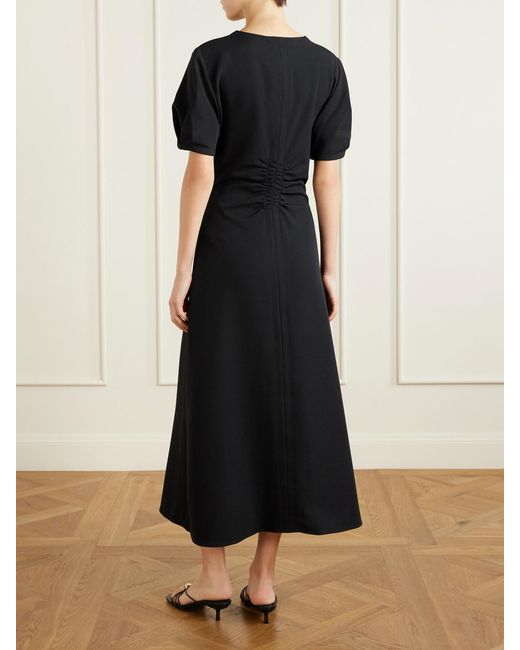 La Ligne Black Noemi Ruched Recycled Stretch-Jersey Midi Dress