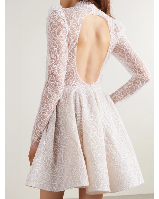 Rime Arodaky White Frankie Cutout Embroidered Tulle Mini Dress