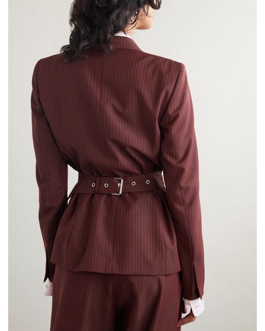 Dries Van Noten Purple Blazer Aus Einer Wollmischung Mit Nadelstreifen