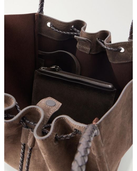 Proenza Schouler Natural Large Ruched Leather-Trimmed Suede Tote