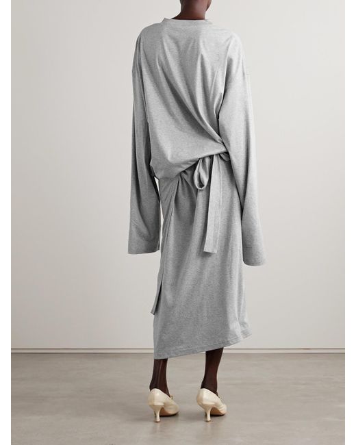 Marie Adam-Leenaerdt Gray Spiral Cotton-Jersey Wrap Midi Dress