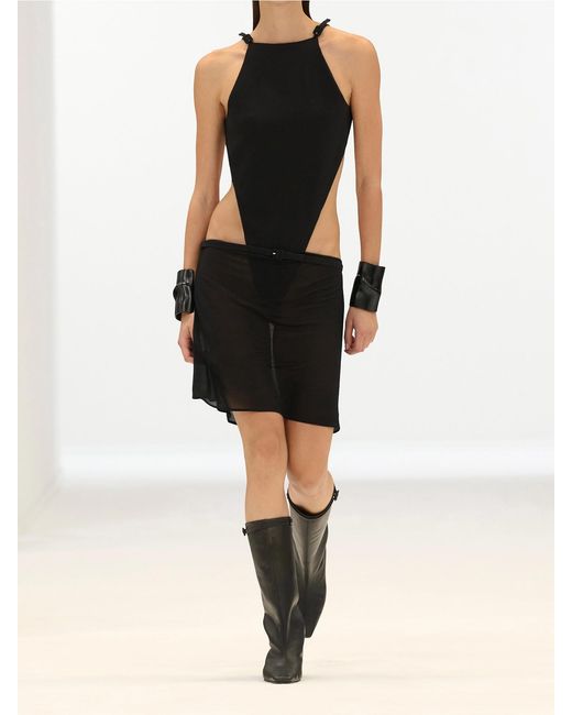Courreges Black Open Back Jersey Mini Dress