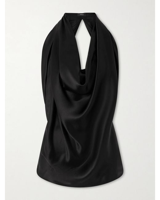 Wardrobe NYC Black Neckholder-Oberteil Aus Seidensatin Mit Falten