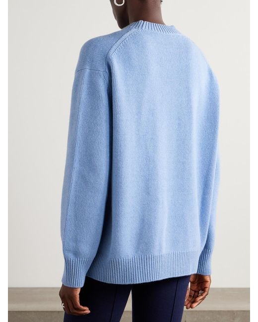 High Sport Blue Georgia Embroidered Wool And Cashmere-Blend Sweater