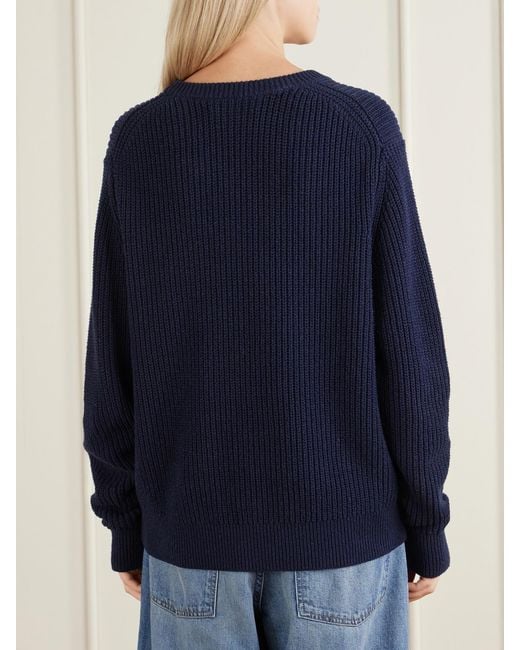 Nili Lotan Blue Tarik Cotton And Silk-Blend Sweatshirt