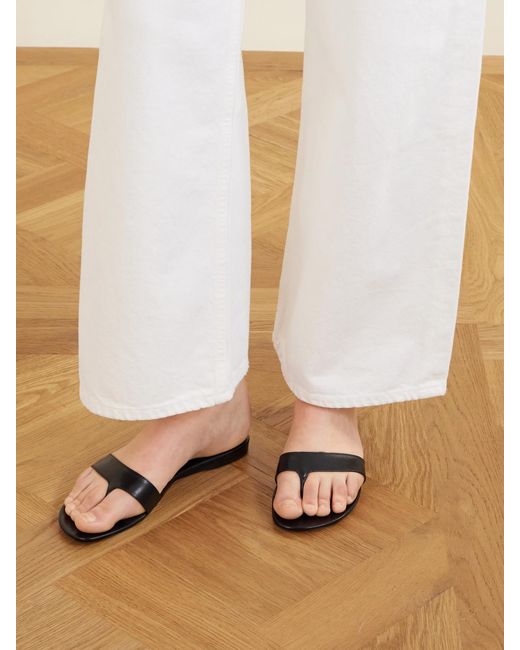 Christen White Helix Leather Thong Sandals