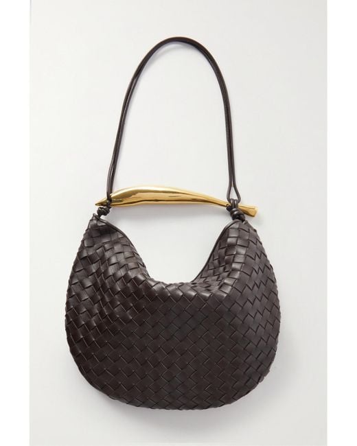 Bottega Veneta Black Sardine Medium Intrecciato Leather Shoulder Bag