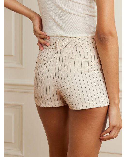 Frankie Shop Natural Kate Pinstriped Twill Shorts