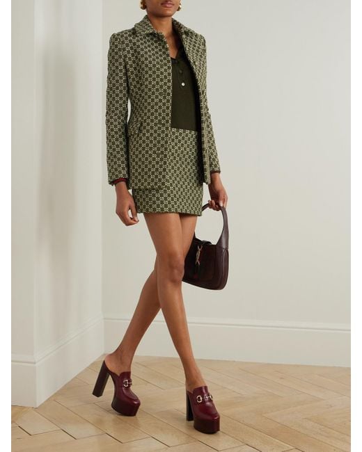 Gucci Green Jacke Aus Bouclé Aus Einer Baumwollmischung Mit Jacquard-Muster