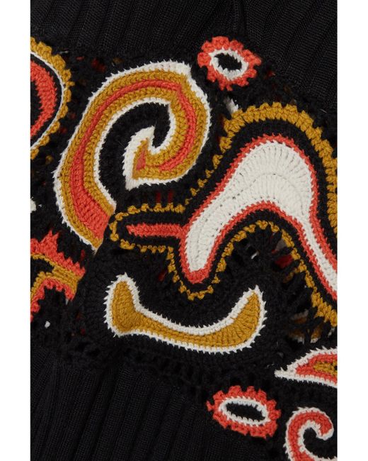 Gabriela Hearst Black Mila Crochet-Paneled Ribbed Cashmere And Silk-Blend Maxi Dress