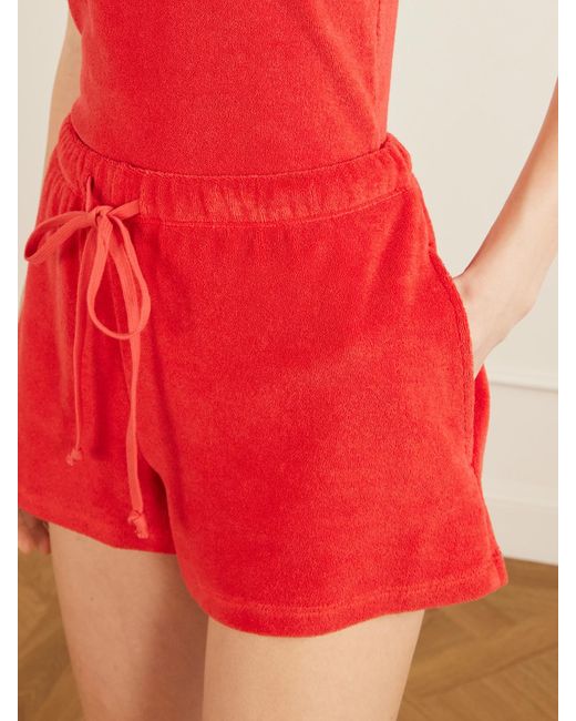 Suzie Kondi Red Shallis Cotton-Blend Terry Shorts