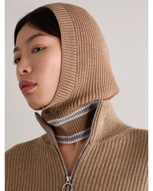 Fusalp Natural Striped Ribbed Wool Balaclava