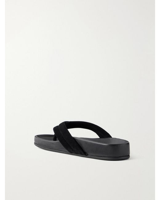 St. Agni Black Suede Platform Thong Sandals