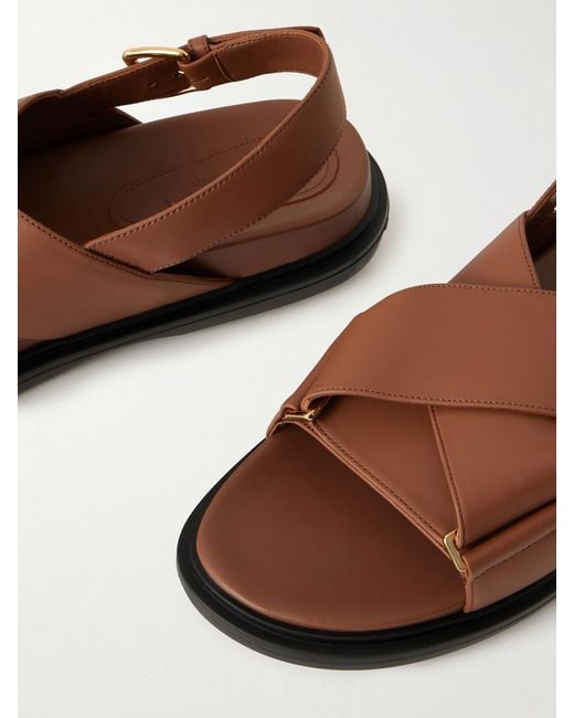 Marni Brown Fussbett Leather Slingback Sandals
