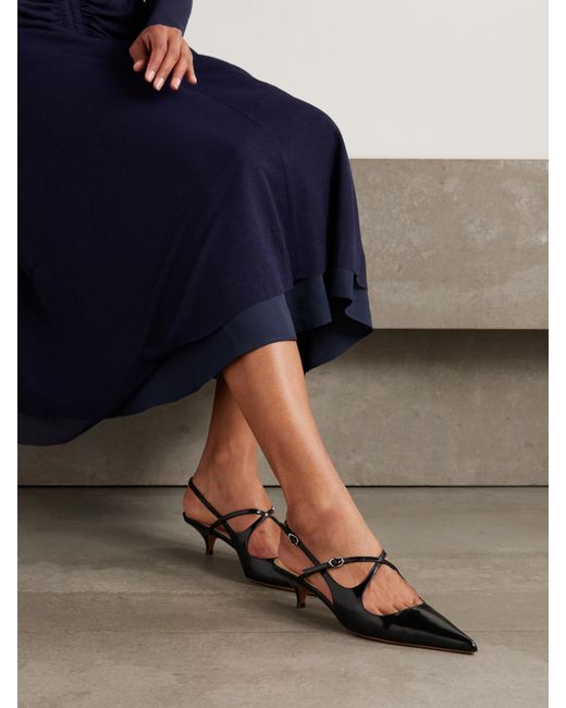 Proenza Schouler Black Slash Patent-Leather Slingback Pumps