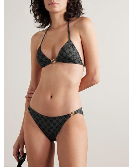 Gucci Black Printed Gg Stretch Jersey Bikini