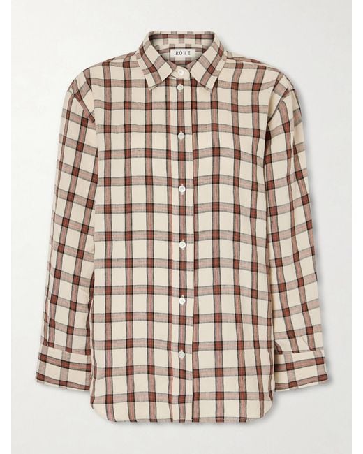 Rohe Natural Oversized Checked Linen Shirt