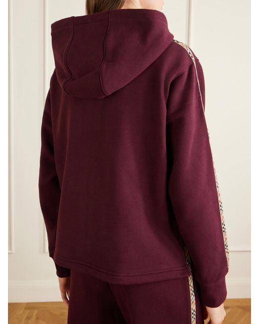 Burberry Purple Harper Checked Cotton-Jersey Zip-Up Hoodie