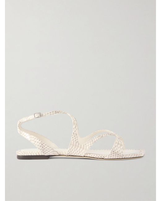 Jimmy Choo Natural Ayla Sandalen Aus Leder Mit Schlangeneffekt