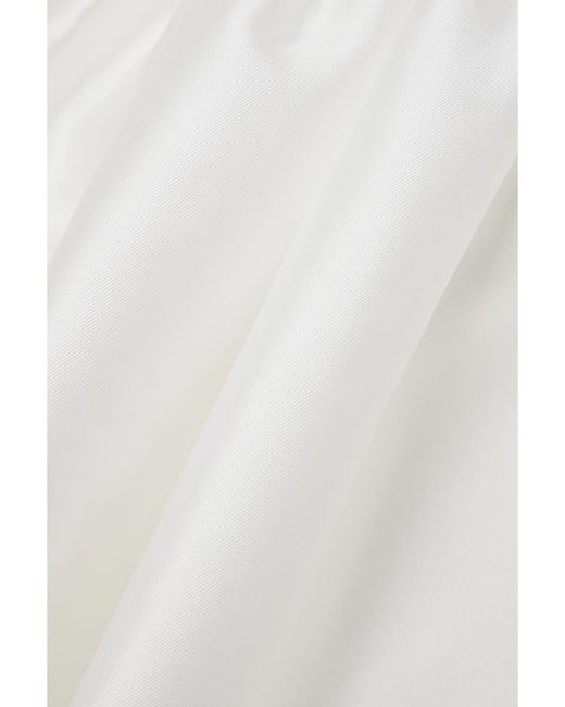 Solace London White Alda Satin-Twill And Crepe Peplum Gown