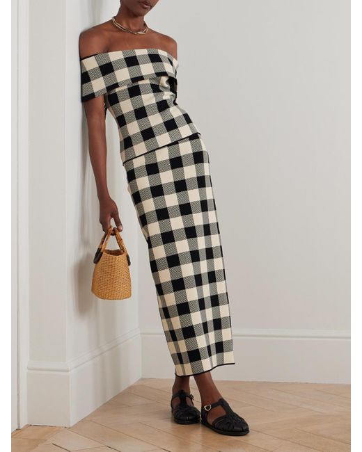 Posse Multicolor Pippa Checked Jacquard-Knit Maxi Skirt