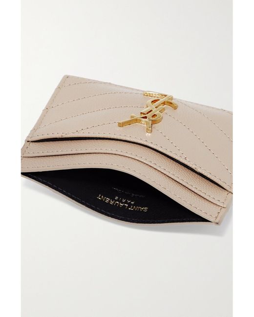 Saint Laurent Natural Monogramme Quilted Textured-Leather Cardholder