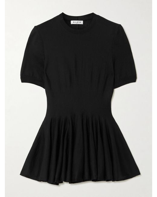 Alaïa Black Wool Peplum Top