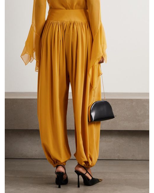 Pantalon Fuselé En Soie À Fronces Kiddo Altuzarra en coloris Yellow