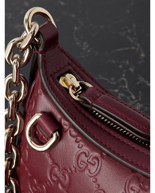 Gucci Purple Gg Emblem Debossed Leather Shoulder Bag