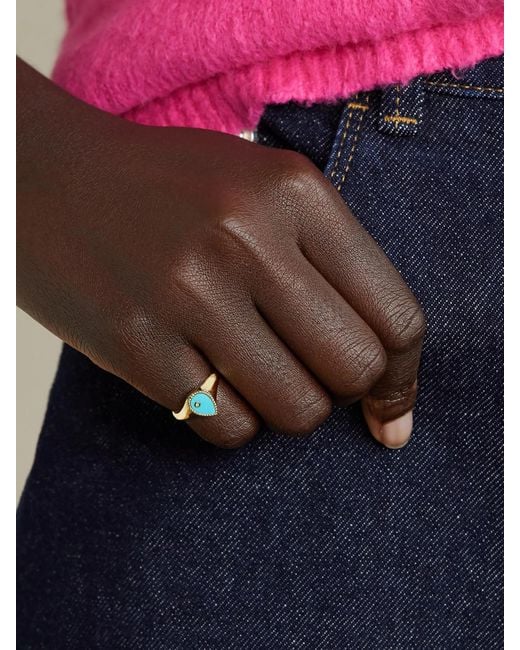 Yvonne Léon Blue 9-Karat, And Diamond Signet Ring
