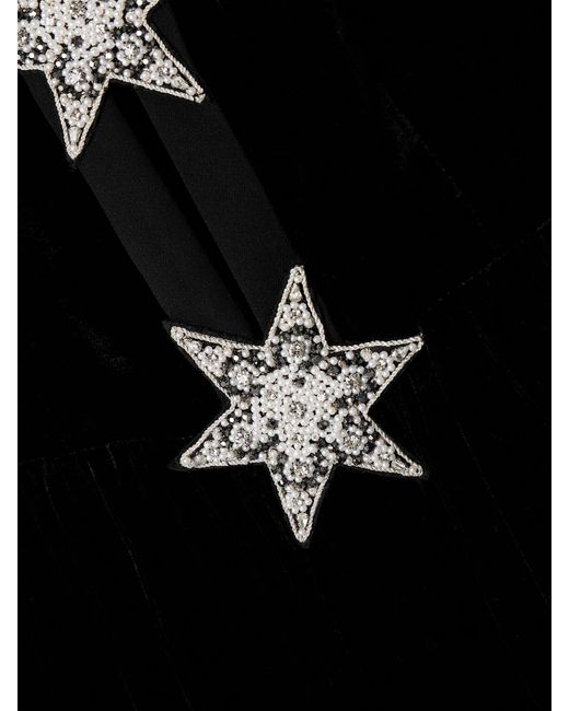 Saloni Black Camille Embellished Velvet Gown