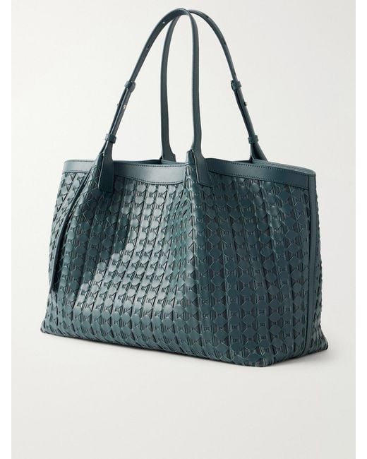 Serapian Blue Secret Mosaico Leather Tote