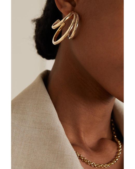 Jennifer Fisher Metallic Triple Lilly Gold-plated Hoop Earrings
