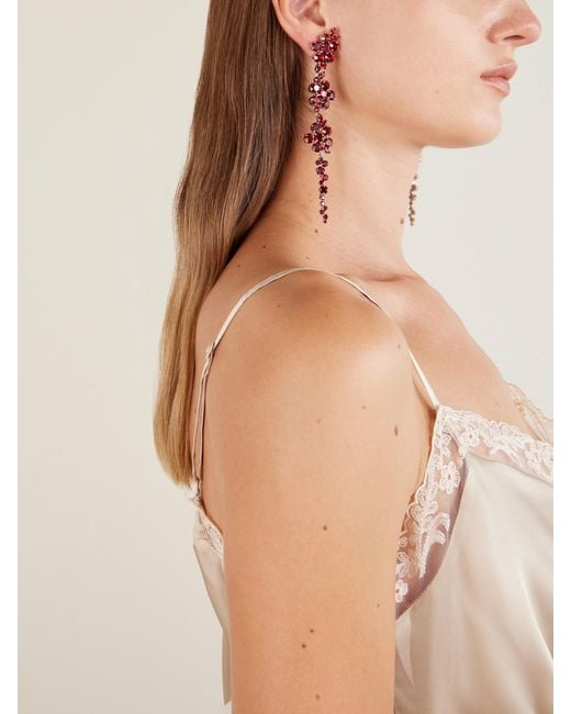 Simone Rocha White Floral Drip Crystal-Embellished-Tone Earrings