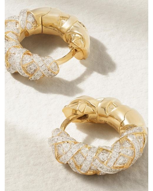 Yvonne Léon Metallic Ananas 9-Karat Diamond Hoop Earrings