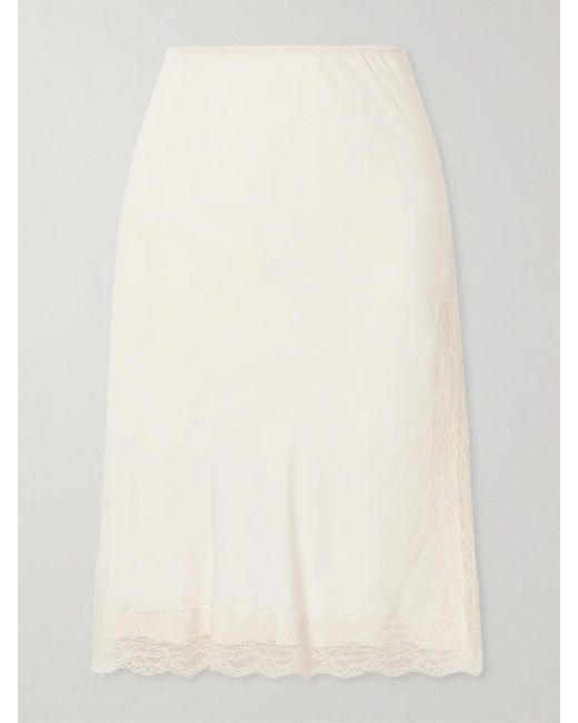 Rohe Natural Lace-Trimmed Crepe Midi Skirt