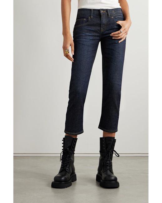 R13 Blue Boy Cropped High-Rise Straight-Leg Jeans