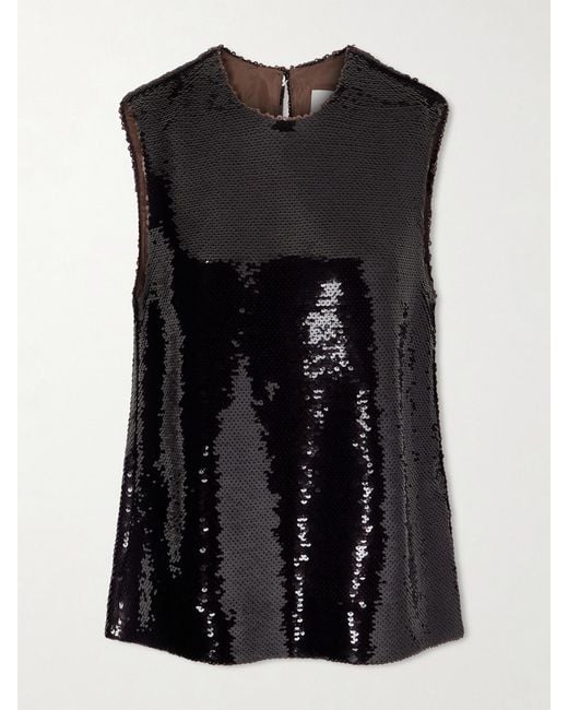 Esse Studios Black Luminessa Sequined Satin Top